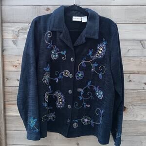 Napa Valley Blue Embroidered Cardigan Jacket Size M